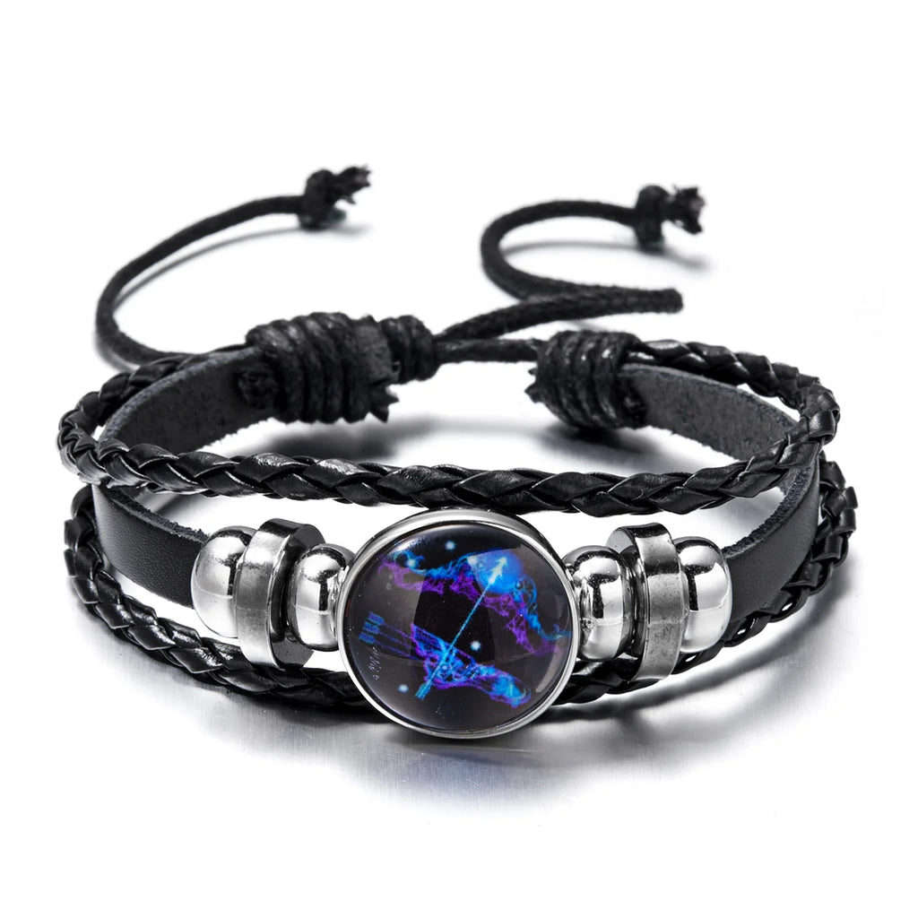 Star Sign Leather Bracelet