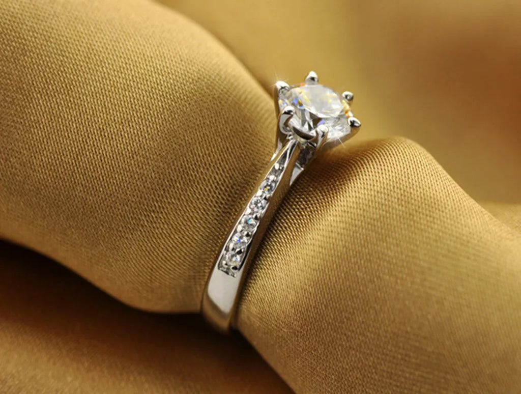 Classic Solitaire Silver Ring