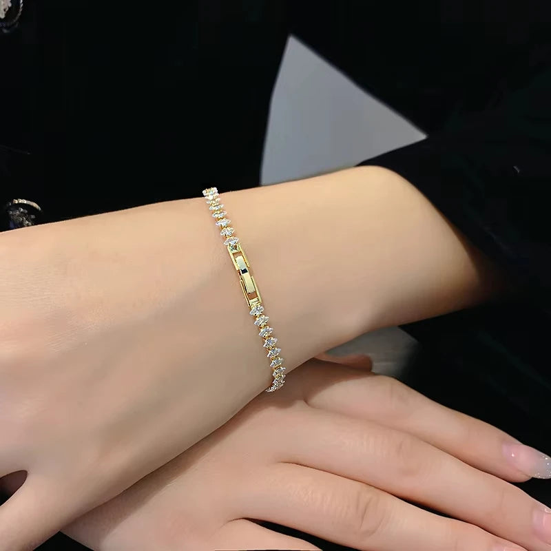 Crystal Geometric Chain Bracelets