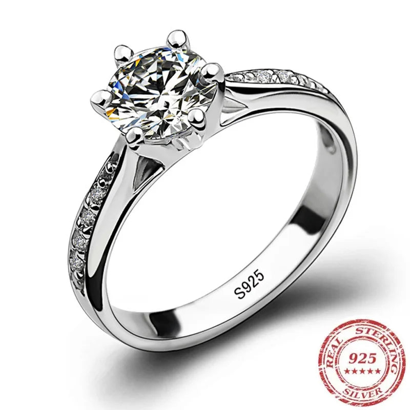Classic Solitaire Silver Ring